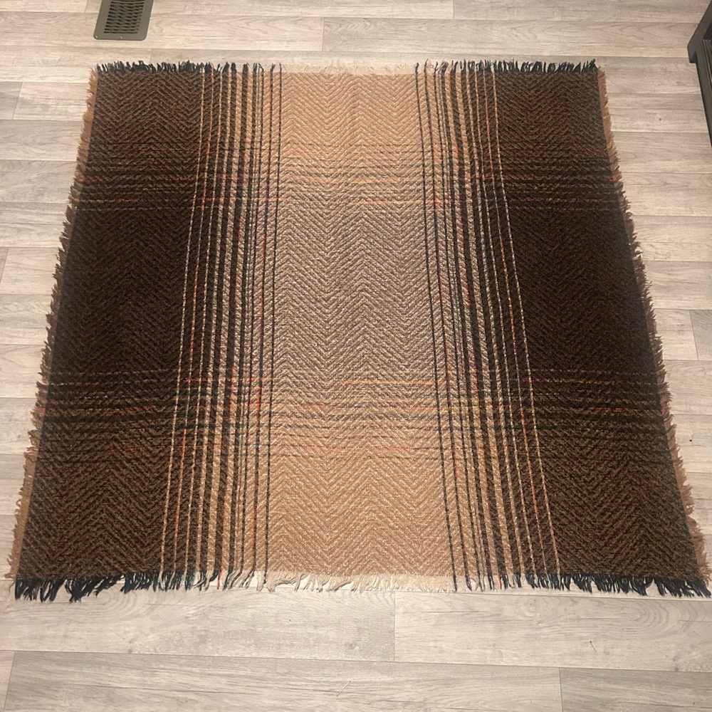 Elegant Brown and Tan Plaid Scarf